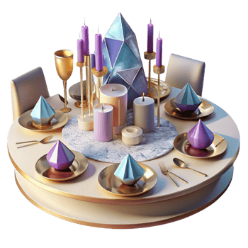 serene artistic Party Table Setting Isolated with Plates and Cutlery png
