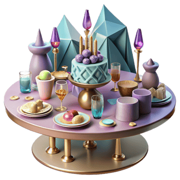 dramatic rustic Party Table Setting with Food Isolated for Dinner Parties genuine png