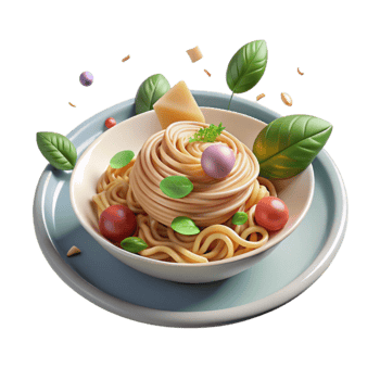 impressive artistic Pasta Dish with Basil Cutout for Italian Restaurant Menu genuine png