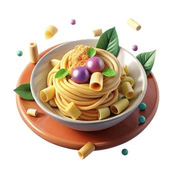 serene modern Pasta Dish with Basil Cutout for Italian Restaurant Menu exclusive png