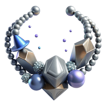 impressive abstract Platinum Necklace Opera Length Isolated on Transparent Background authentic png