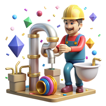 extraordinary rustic Plumber Installing Pipes Bathroom Fixtures Cutout original png