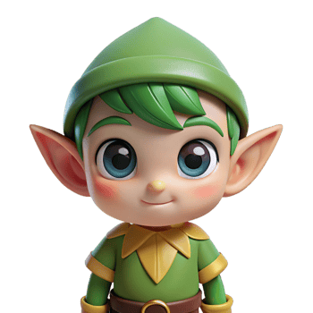 dramatic minimalist A cute chibi elf with oversized eyes authentic png