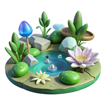 magnificent creative Pond Water Plants Lily Pads Frogs Isolated for Ecosystem Illustrations genuine png