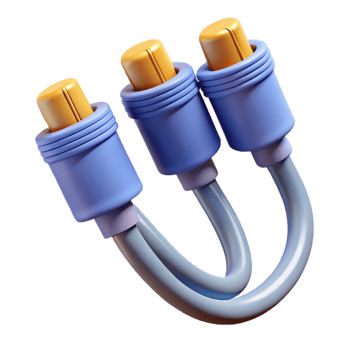 beautiful vintage Data cable with multiple connectors authentic png
