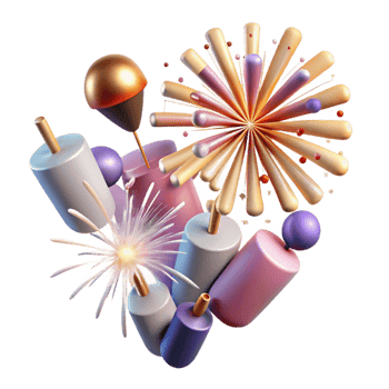 vibrant modern Realistic Fireworks Transparent for Print Design premium png