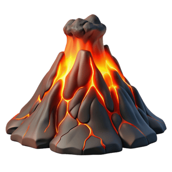 elegant rustic A volcanic eruption, molten lava flowing, dramatic lighting, geological photography style authentic png