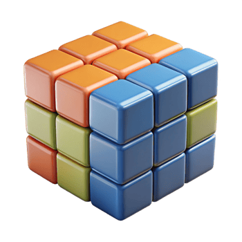 magnificent contemporary A Rubik's cube, partially solved, exclusive png
