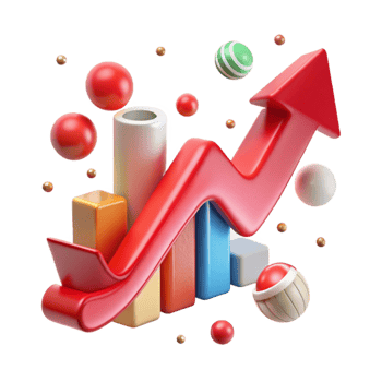 vibrant abstract Red Arrow Upward Trend Chart Transparent for Sales Growth authentic png