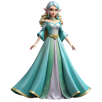 elegant classic A beautiful elf princess wearing a flowing gown genuine png