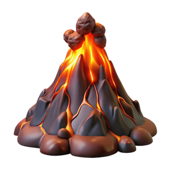 impressive vintage A volcanic eruption, molten lava flowing, dramatic lighting, geological photography style high quality png