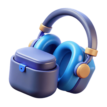 dramatic creative Wireless headphones with charging case high quality png