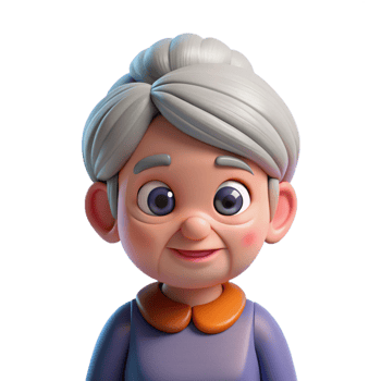 extraordinary creative Cartoon character of a sweet old lady, genuine png