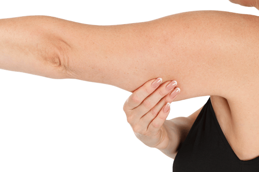 Close-up of woman pinching the fat on her arm png