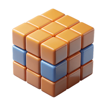 impressive minimalist A Rubik's cube, partially solved, high resolution png