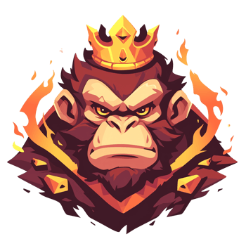 A stylized illustration presents a monkey wearing a golden crown png