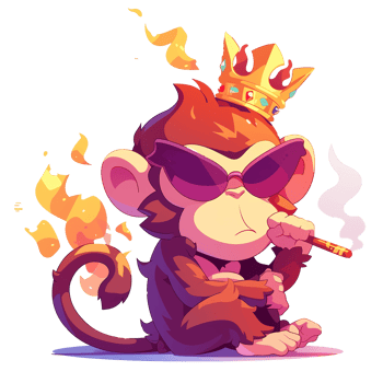 A cartoon monkey wearing sunglasses and a golden crown png