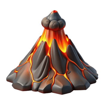 wonderful rustic A volcanic eruption, molten lava flowing, dramatic lighting, geological photography style premium png