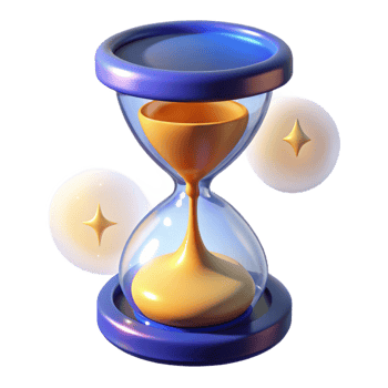 elegant traditional A stylized hourglass, sand flowing, glowing with magical energy original png