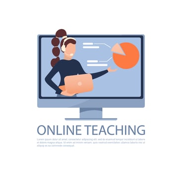 Cartoon online teaching for web design. Cartoon character. Web design. Character for web marketing design. illustration. vector
