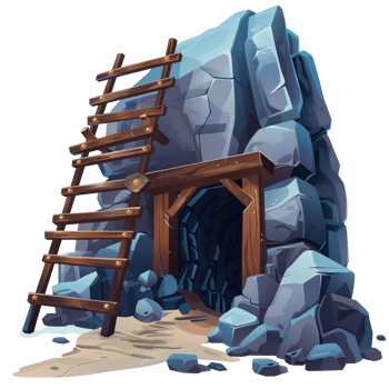An illustrative depiction of an entrance to an underground mine png