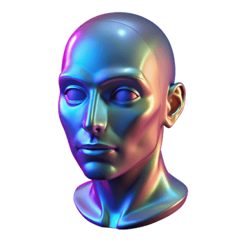 stunning modern A holographic projection of a human face flickers in the darkness, neon lighting, cyberpunk style premium png
