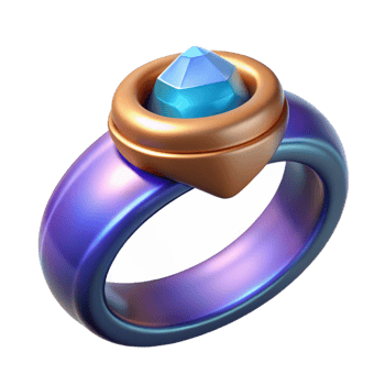 stunning contemporary A detailed magic ring, glowing gem, intricate band professional png