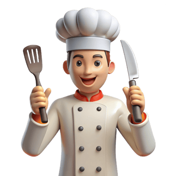 impressive classic Chef holding a knife and fork, high resolution png