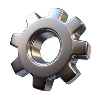 dramatic creative A gear, metallic, cogwheel, 4K png