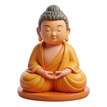 dramatic modern Buddha statue, serene, meditative, exclusive png
