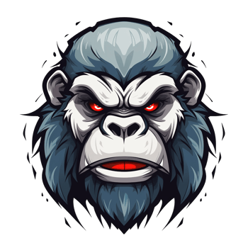 A graphic illustration of a powerful gorilla with a menacing expression png