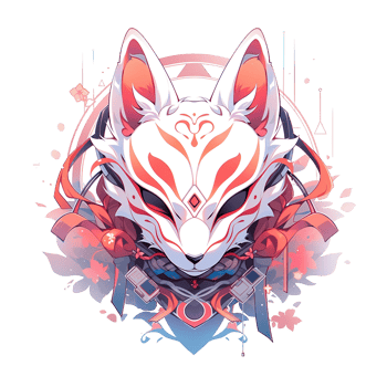A stylized illustration of a fox wearing a decorative mask png