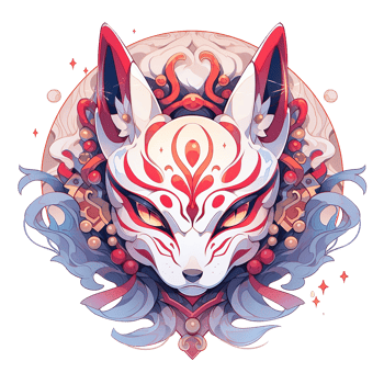A stylized illustration of a fox adorned with ornamental decorations png