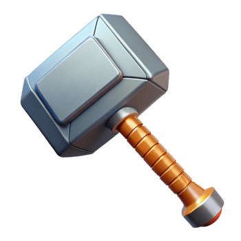 vibrant contemporary Mjolnir, Thor's hammer, powerful, professional png