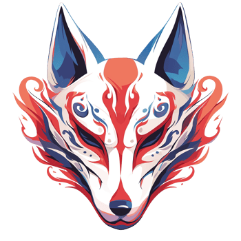 An artistic illustration depicting the face of a stylized fox design png