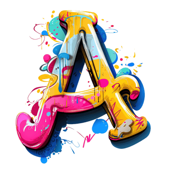 An artistic and colorful uppercase letter A with graffiti style png