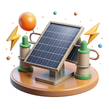 serene artistic Solar Panel and Power Lines Isolated for Energy Infrastructure original png