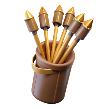 vibrant contemporary A quiver full of arrows with fletching and pointed tips high resolution png