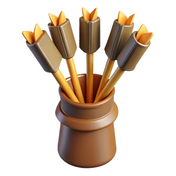 extraordinary contemporary A quiver full of arrows with fletching and pointed tips detailed png