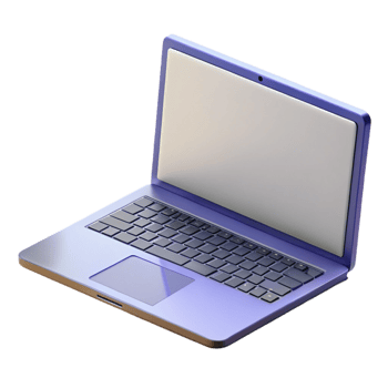 serene rustic Laptop computer with blank screen open 45 degrees 4K png