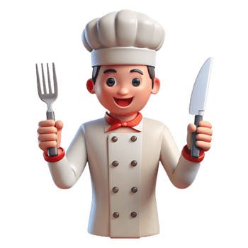 vibrant artistic Chef holding a knife and fork, authentic png