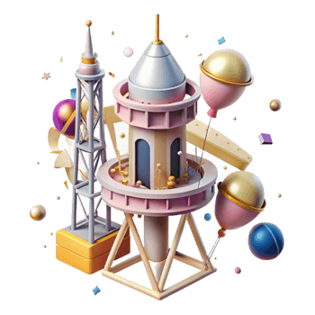 vibrant minimalist Space Elevator Construction Process Cutout for Educational Resources professional png