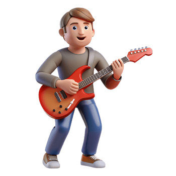 dramatic modern Guitarist playing an electric guitar, professional png