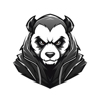 A stylized illustration of a panda with an angry expression png