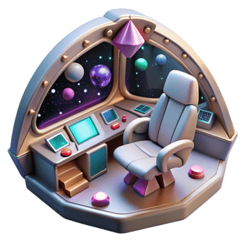 elegant minimalist Spaceship Interior Cockpit View Isolated for Science Fiction Films exclusive png