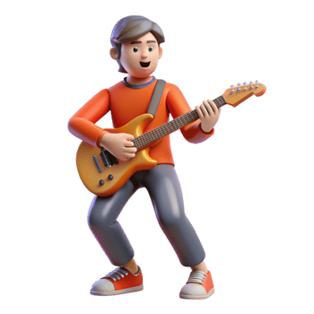 magnificent rustic Guitarist playing an electric guitar, premium png