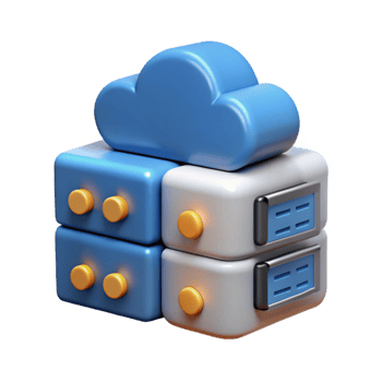 vibrant creative 3D rendering of a server rack, data center, cloud computing, network technology, genuine png
