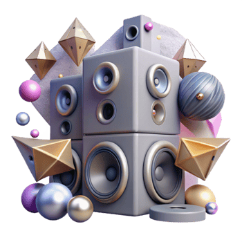 elegant modern Speaker System Subwoofer and Satellites Isolated for Home Theater premium png
