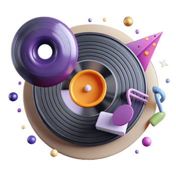 impressive traditional Spinning Vinyl Record Music Note Graphic Cutout detailed png