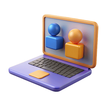 serene artistic Laptop with conference screen high resolution png
